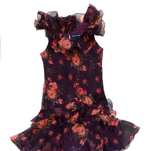 Ralph Lauren Girl's Ruffle Floral Dress, Size 6X
